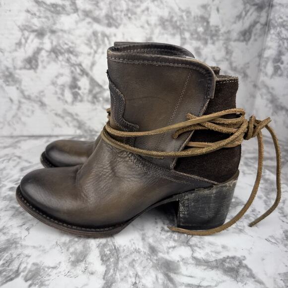 Freebird Steven Casey Heel Ankle Boot Size 7 Cognac Brown Leather Western Boho - Picture 3 of 9